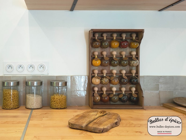 Wooden Spice Rack Vintage Style Kitchen Storage With 20 Etsy
