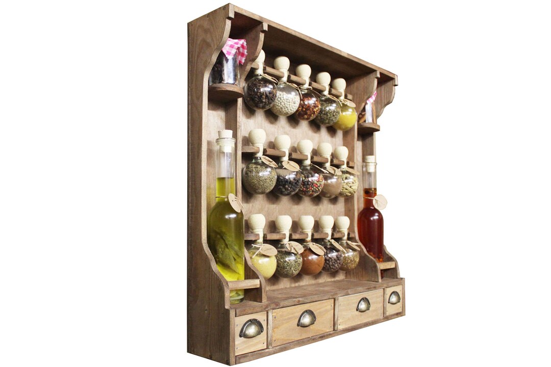 Wooden Spice Rack Vintage Kitchen Furniture 15 Spice Etsy