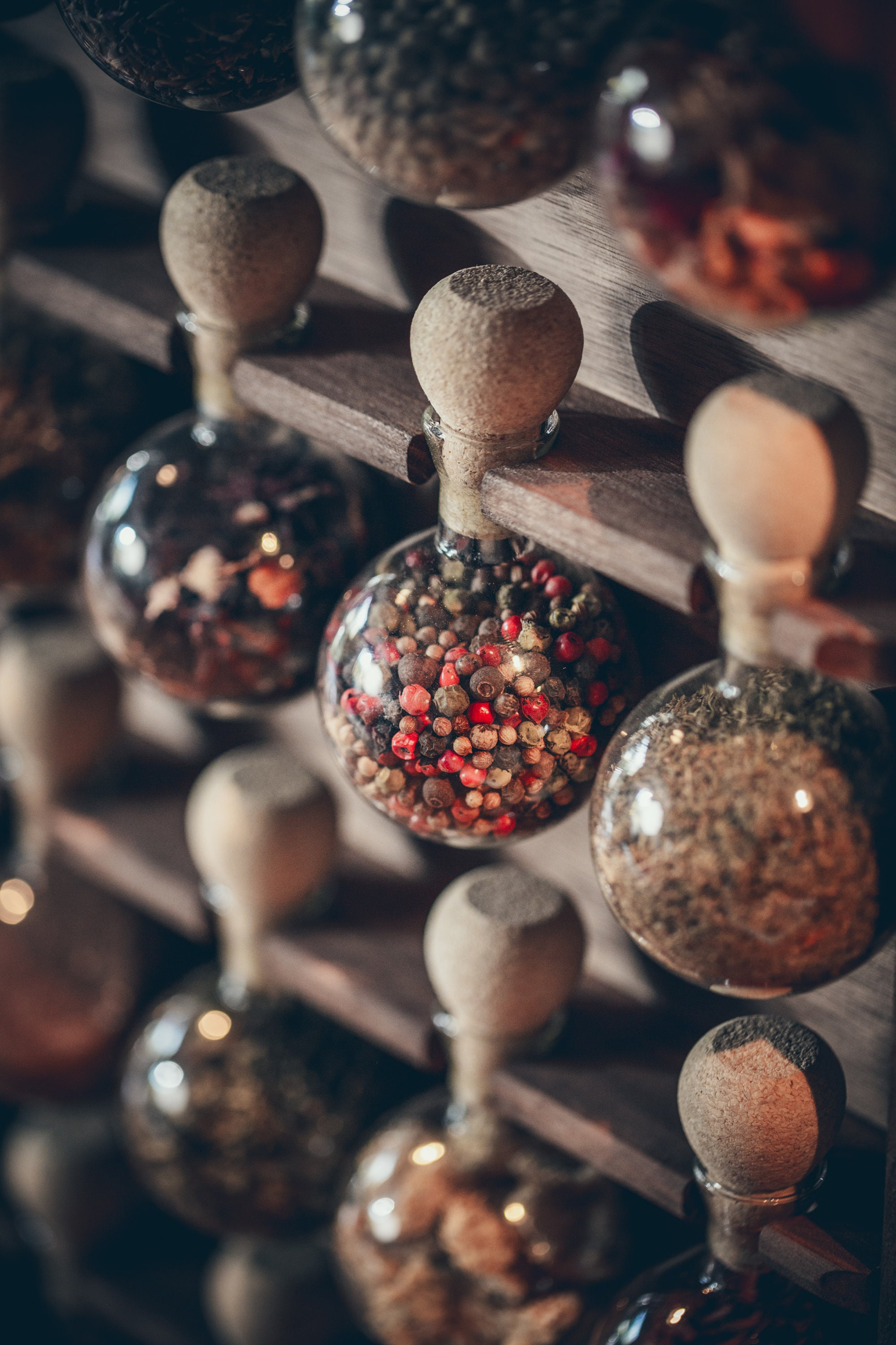 Présentoir à épices 15 bulles en verre patine blanche -  Canada