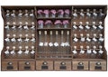 Spice rack with 40 bubbles, 6 oil bottles, and 10 jars. (wood finish)
