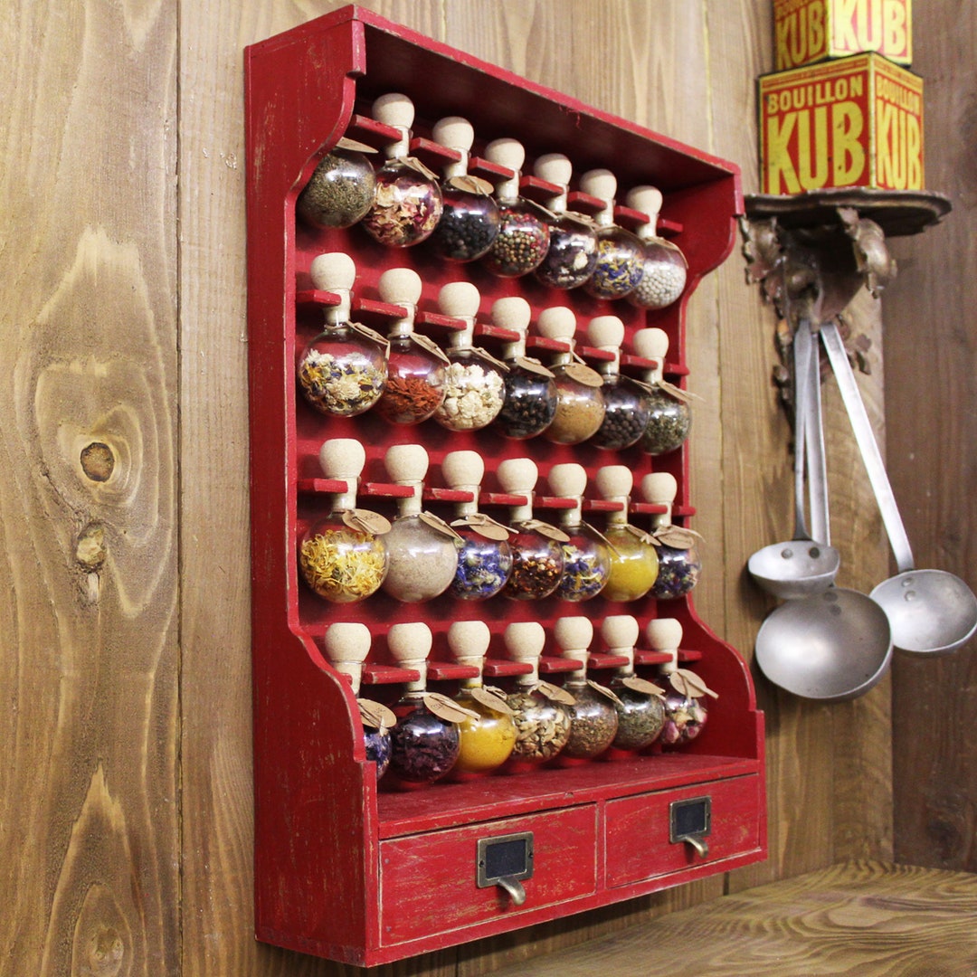 28 Bubble Spice Rack Red Patina 