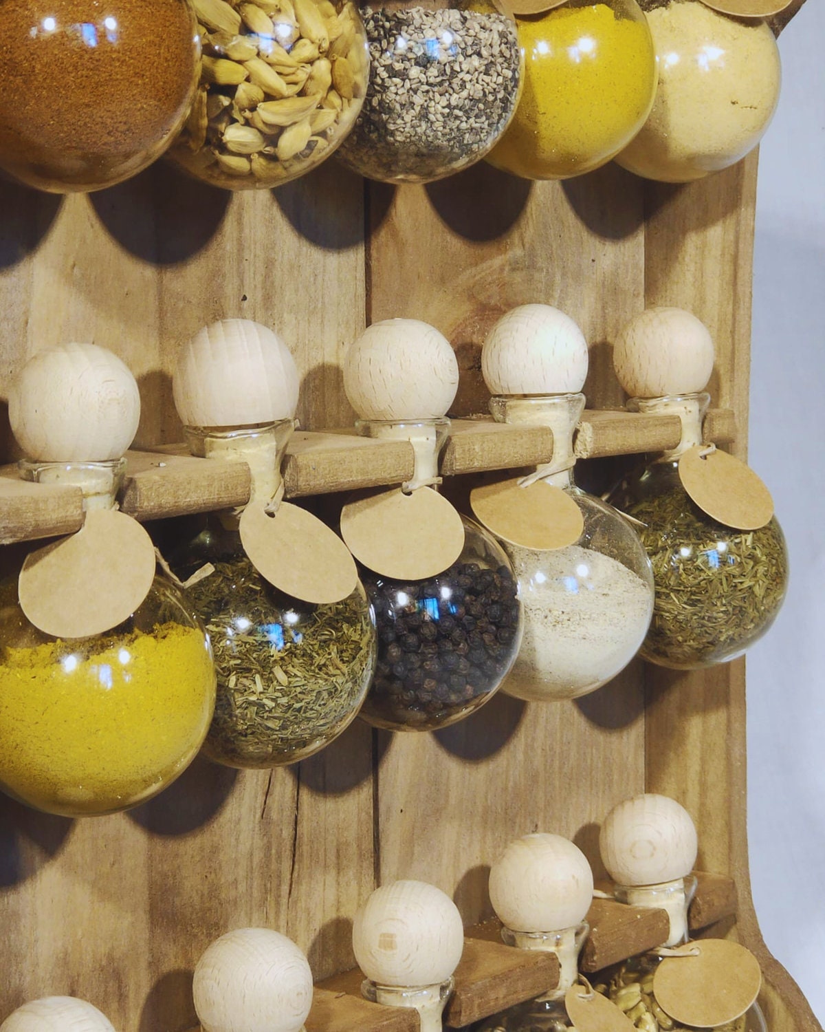 Wooden Spice Rack Vintage Style Kitchen Storage With 20 Etsy UK