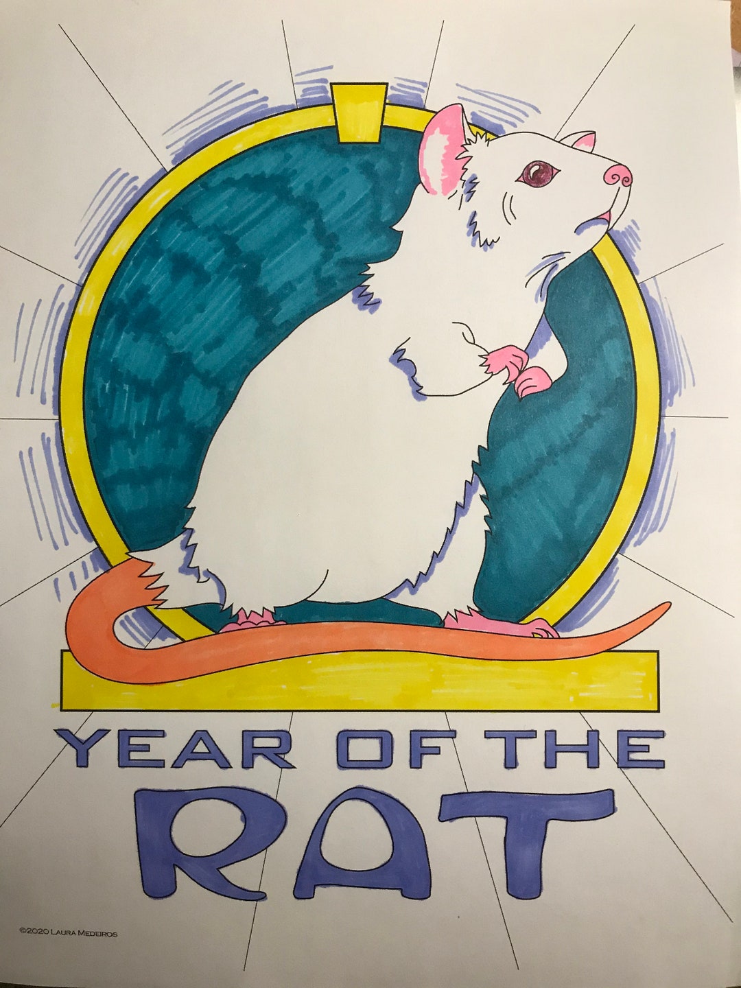 Year of the Rat Coloring Page - Etsy