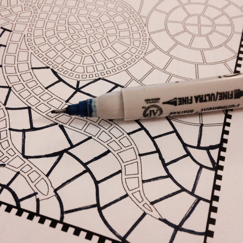 Download Mosaic Octopus Coloring Page | Etsy