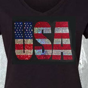 USA Flag Sequins Shirts, Plus Sizes, Sweatshirts and Hoodies