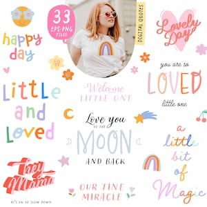 Imágenes prediseñadas de frases para recién nacidos con citas para bebés. Citas para niños de moda y estampados para bebés. Estampado de remera para bebés. Descarga digital PNG de citas para mamás adorables