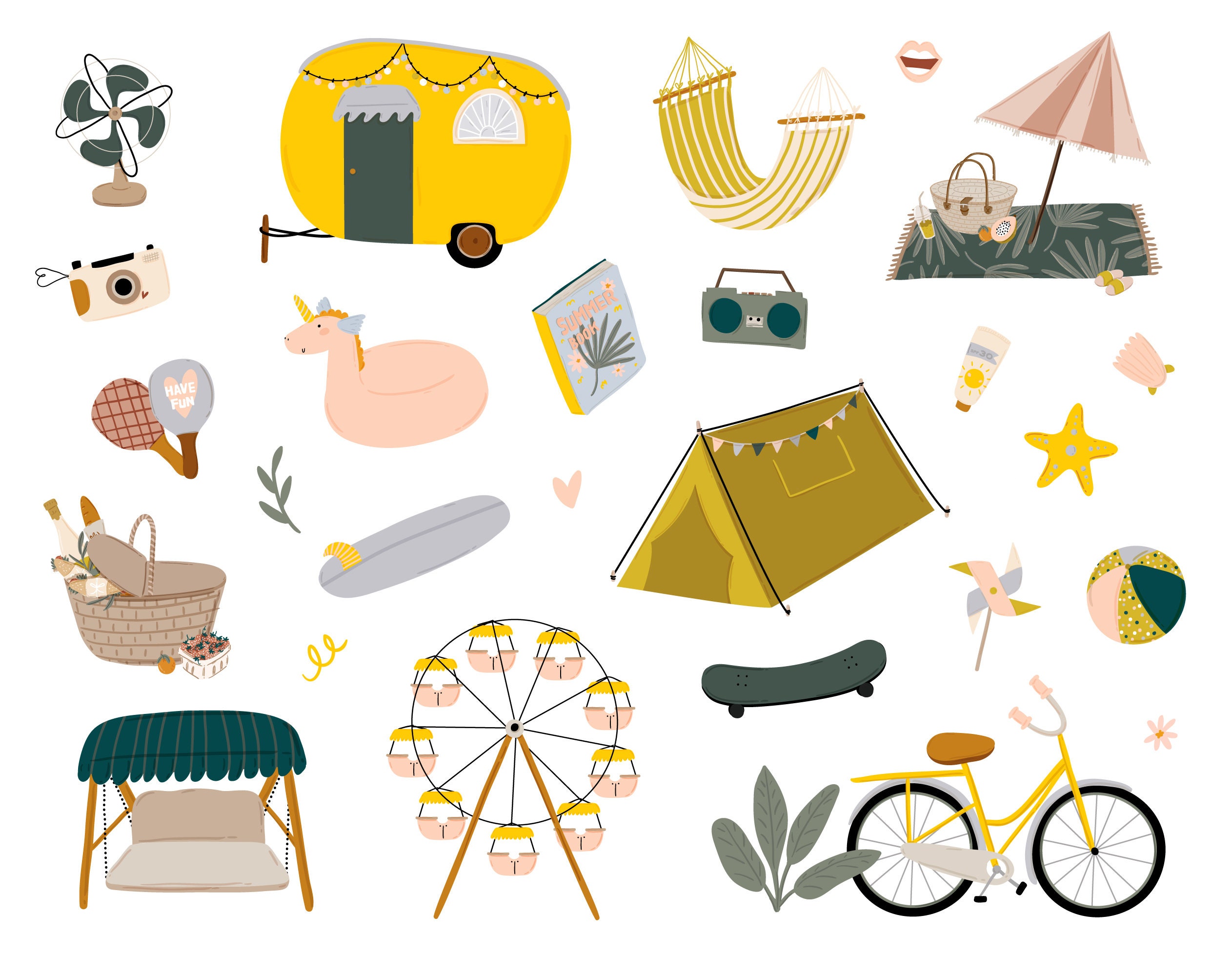 Summer Routine Essentials Clipart Digital Goodnotes Stickers - Etsy