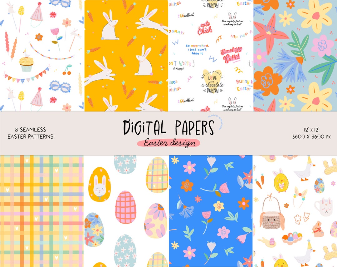 Easter Digital Papers. Spring Seamless Patterns. Floral Scrapbook ...