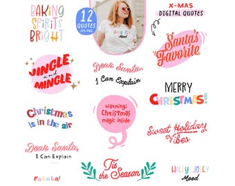 Merry Christmas Quotes Clipart, Sarcastic Holiday Lettering, Xmas Typography Stickers, Cute Festive Captions, Christmas T shirt Design Png