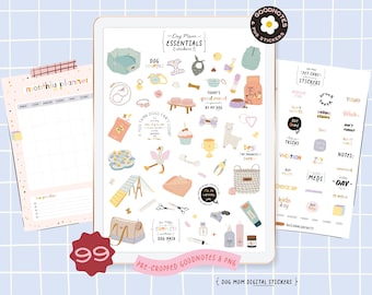 Dog Care Stickers Dog Mom Essentials Clipart, GoodNotes Stickers Pet Care Supplies, Dog Mom Funny Quotes Digital Planner Stickers PNG