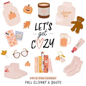 Herfst gezellige Clipart herfst meisje mode digitale Clipart Png Instant Download. Pompoenblad Boeken Trui Sokken Kaars Speelgoed Bril Herfst Citaat