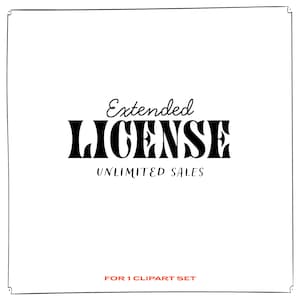 Standardlizenz: für 1 Clipart-Set - Handgezeichnete digitale Clipart von Ruslana Lubenets - UNLIMITED Verkäufe für 1 Listing - Kommerzielle Nutzung