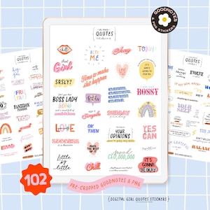 インスピレーションを与える女の子の引用ステッカー ライフスタイル Instagram キャプション やる気を起こさせる言葉 ユーモラスなポジティブなフレーズ GoodNotes ステッカー デジタル PNG
