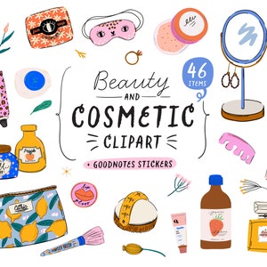 Mode Schönheit Kosmetik Clipart, GoodNotes Aufkleber, dass Mädchen Planer Aufkleber, weibliche Selbstpflege tägliche Routine Clipart. Digitale PNG