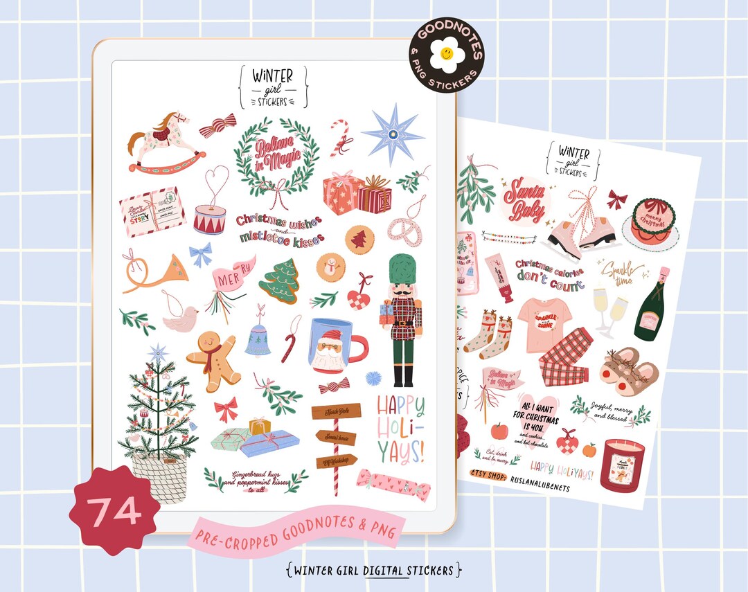 Christmas Digital Stickers Precropped Goodnotes Sticker Book Cozy ...