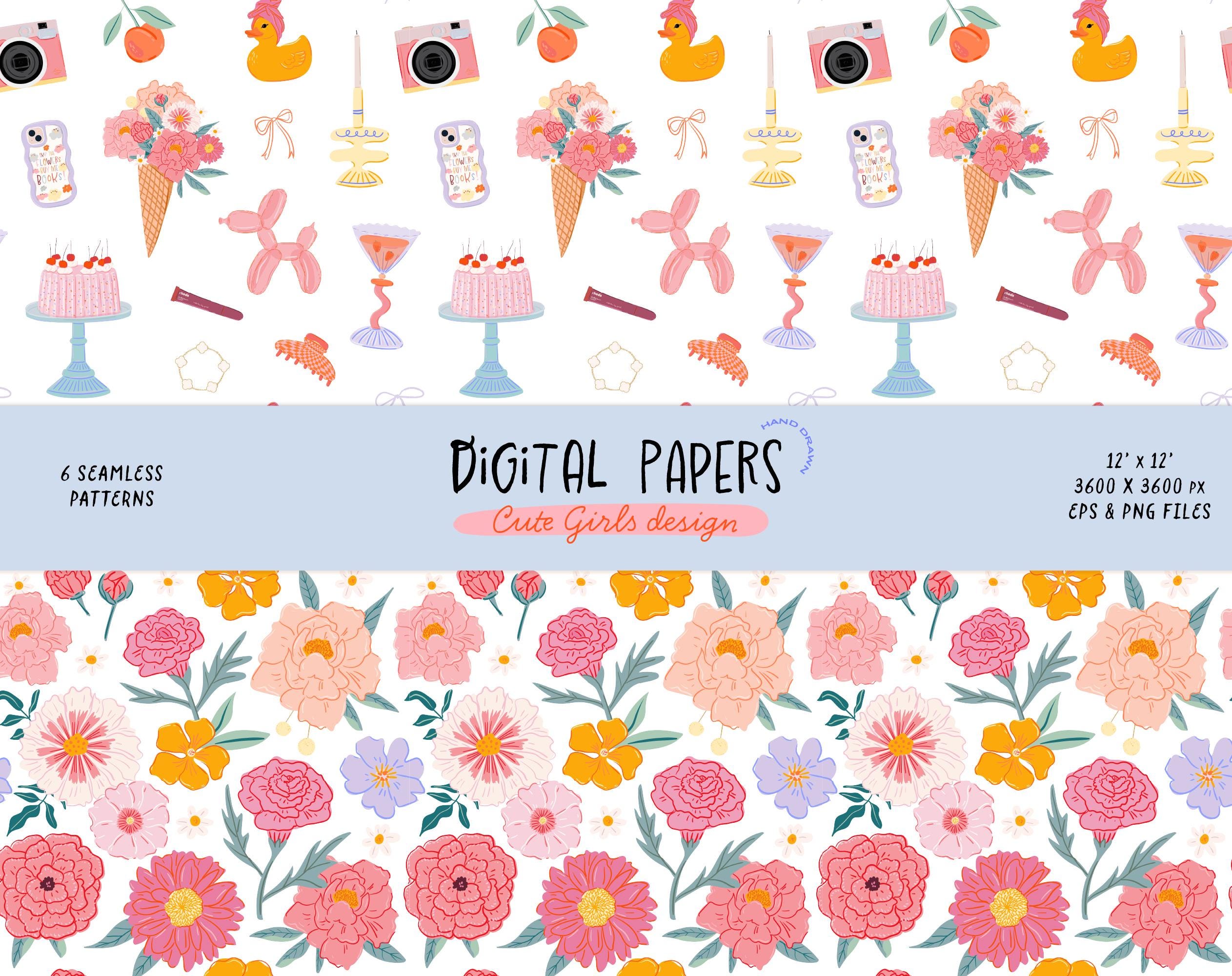 Cute Paper Pack. Trendy Digital Seamless Patterns Bundle. Abstract ...