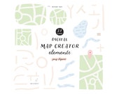 Digital Map Creator Elements for DIY Projects Hand-Drawn Road Maps Clipart for Invitations Cards Templates Scrapbooking Instant Download PNG
