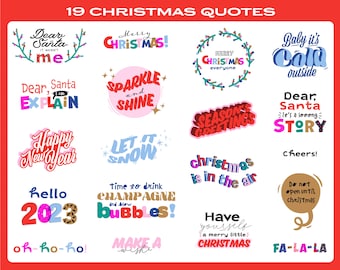 Christmas and Winter holiday quotes - Inspirational greeting lettering and typography clipart - Printable Clip art Bundle in SVG , PNG