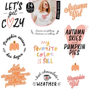 Lot de citations d'automne. Citation d'Halloween. Légende d'automne douillette Saison des citrouilles. Affiche numérique de conception de t-shirt d'automne téléchargement immédiat png