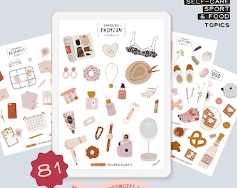 Vrouwelijke mode schoonheid Clipart Digital GoodNotes stickers That Girl planner stickers Lifestyle vrouw zelfzorg dagelijkse routine png planner
