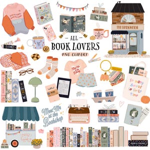 Gezellige boekenliefhebbers clipart koffie boekhandel illustratie boekenwurmen clipart. Leuke boeken stapel boeken stapel schoolboekenfestival digitale clipart png