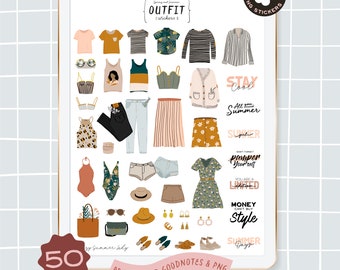 Clipart De Moda De Verão, Roupa De Verão Moda Primavera, Citações De Moda, Roupas Essenciais De Mulher Moda Guarda-roupa Adesivos Planejador Digital PNG