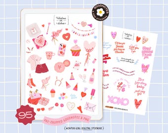 Valentine's Day Girl Stickers Love Quote Stickers Cute Romantic Love Party Clipart Valentines GoodNotes Stickers Digital Planner Sticker PNG