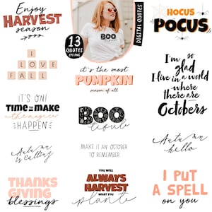 Citations d'automne. Lot de citations d'automne. Citation d'Halloween. Légende d'automne Saison des récoltes. Conception de t-shirt d'automne. Affiche numérique. Téléchargement instantané au format PNG