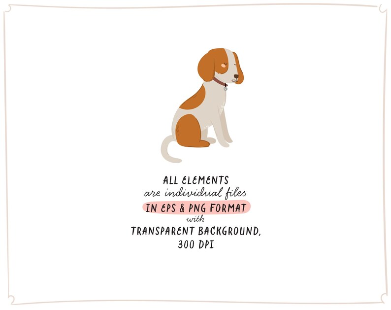May include: A cartoon illustration of a brown and white dog sitting with its head tilted to the side. The dog has a black collar with a tag. The image is on a white background.