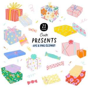 Bunte Geschenke Clipart für alles Gute zum Geburtstag und Party Feier Design Geschenk Box Clipart Digital Neujahr Geschenke Party Zubehör Clipart PNG
