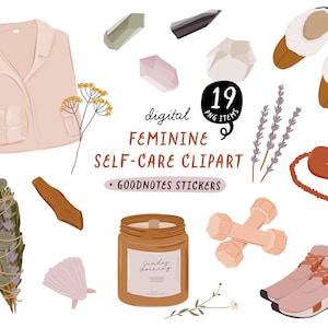 Soins personnels féminins Clipart, autocollants numériques GoodNotes, cette fille planificateur autocollants, femme mode beauté lifestyle routine quotidienne clipart PNG