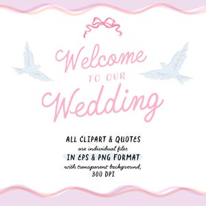 Digital Wedding Timeline Clipart Wedding Planner Modern Bride planner clipart Wedding Planner Stickers Love Quotes DIY Craft design PNG image 2