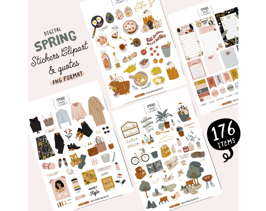 Digital Spring Clipart Easter Clipart. Spring Fashion Girl Fitness ...