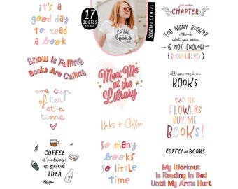 Buchliebhaber Zitat Bundle Bücherwürmer Bildunterschriften Süße Buch Sprüche Kaffee und Bücher Humorvoller Spruch Buchshop Logo Buch Festival Digitaldruck Png
