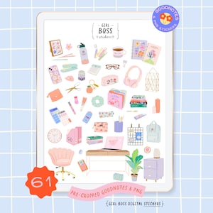 Vrouwelijke meisjesbaas stickers mode thuiskantoor werkruimte school studie werk zakenvrouw Goodnotes That Girl stickers digitale planner, png PNGEgg
