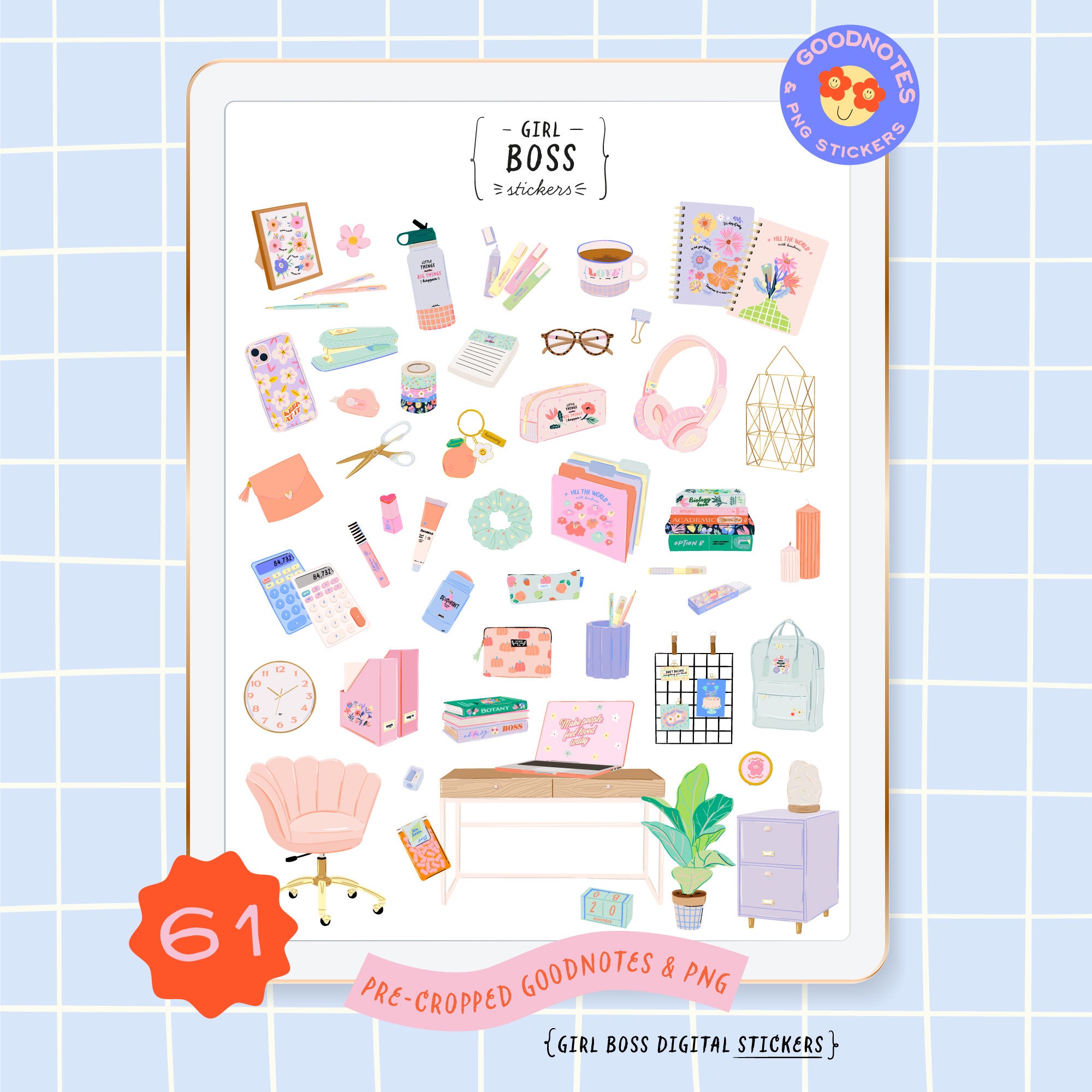 Feminine Girl Boss Stickers Fashion Home Office Workspace School Study ...