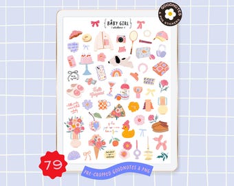 Girly Aesthetic GoodNotes Stickers, Fashion Girl Quotes Clipart, Coquette Girl PNG Planner Clipart, Digital Feminine Clipart Cute Soft Girl