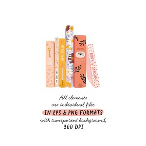 May include: A stack of five illustrated books with floral designs and titles including "Hygge Year", "Jare Ette", and "Book of Seasons".