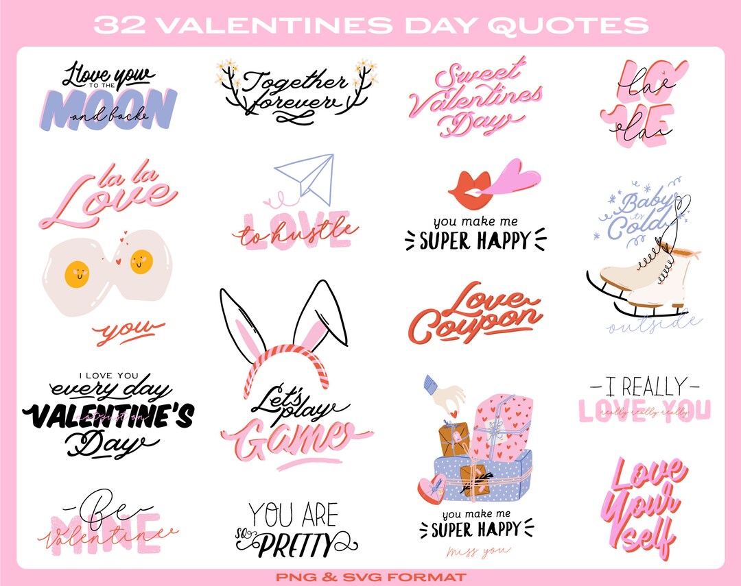 Valentines Day Quotes Clipart, Love Saying, Valentines Day Lettering ...