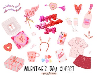 Valentine's Day Girl Clipart and Love Quotes. Fashion Love Clipart. Romantic Planner Clipart Sticker Graphics Digital PNG Instant Download