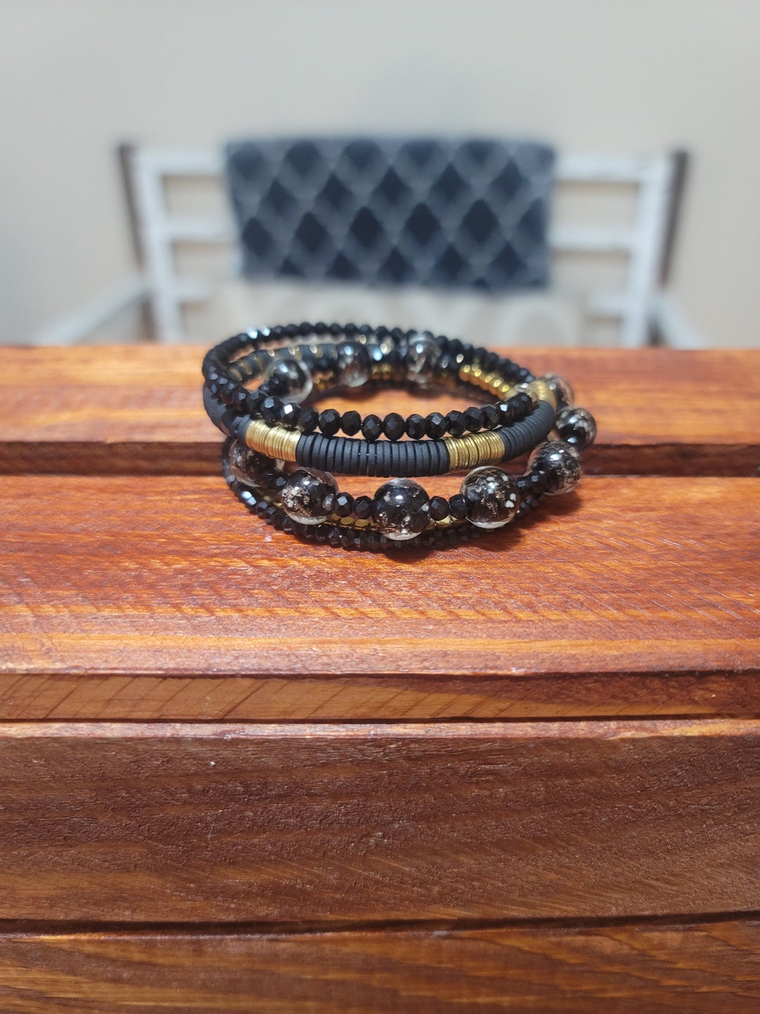 Black and Gold Wrie Wrap Bracelet - Etsy