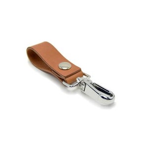 May include: A brown leather key chain with a silver swivel clasp.