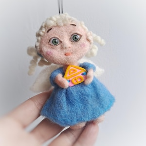 Cute Angel Figure, OOAK Angel, Needle felted angel, Angel ornament, Wool angel doll, Guardian angel Positive talisman gift Housewarming gift