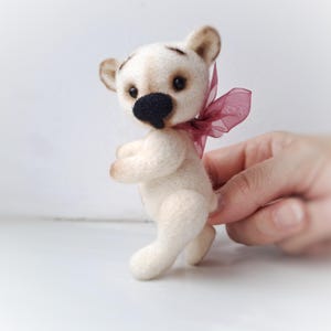 Artist teddy bear, Cute polar bear, Handmade teddy bear, OOAK miniature bear, Vintage style teddy bear, Needle felted, Collectible figurine