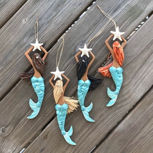 Mermaid Ornament/Miniature tree topper/Rear view mirror ornament