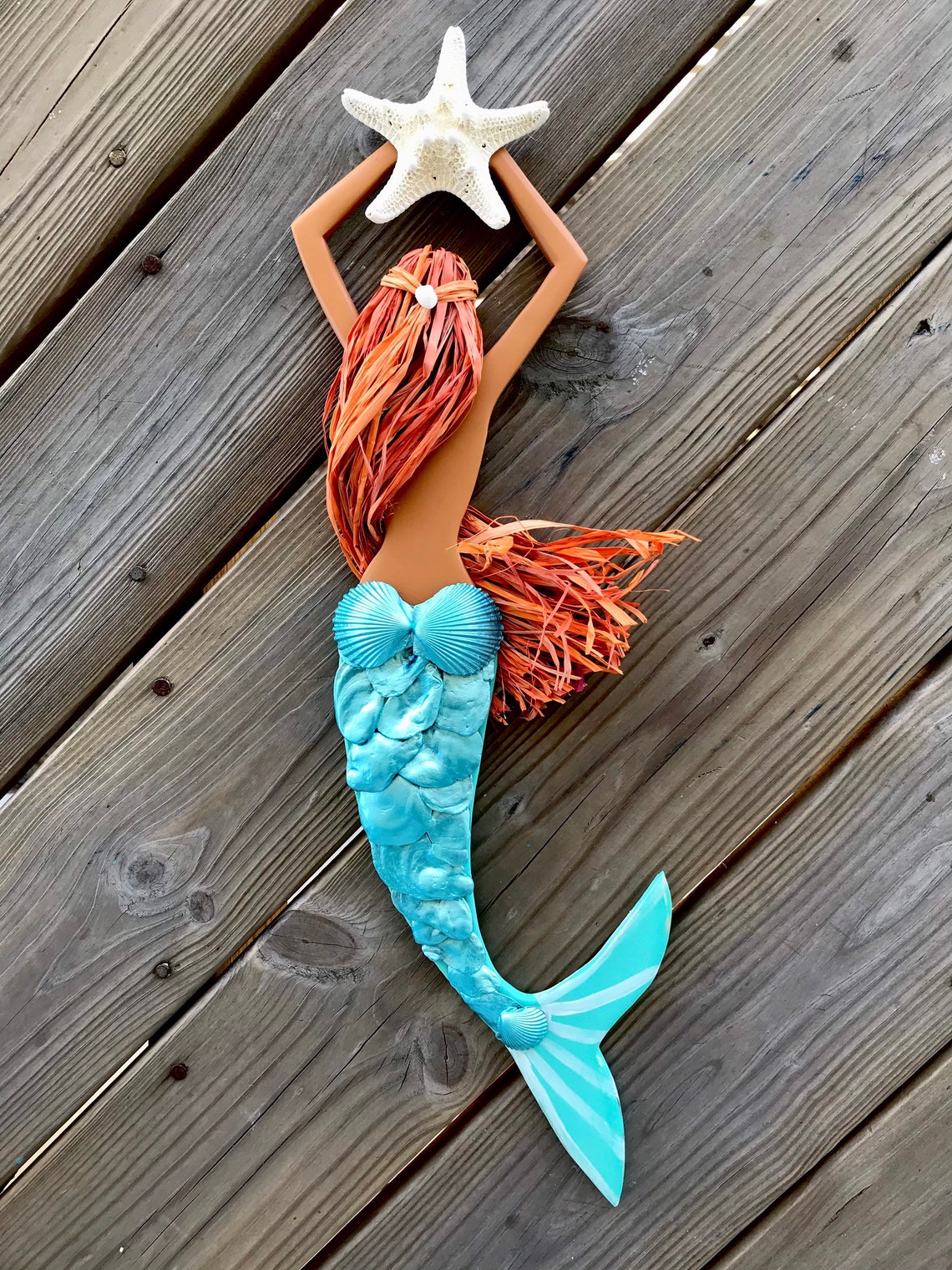 Large Wooden mermaid decor mermaid wall hanging beachy | Etsy