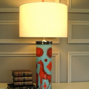decoupage reverse-glass painted lamp