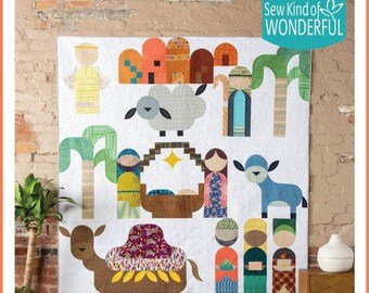星空の夜のキリスト降誕のキルトパターン、デジタル PDF パターン、Sew Kind of Wonderful