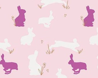 Mary Elizabeth Bunnies by Christopher Thompson for Riley Blake Designs Baby Girl Fabric Quilting Cotton Pink Bunny Fabric for Easter