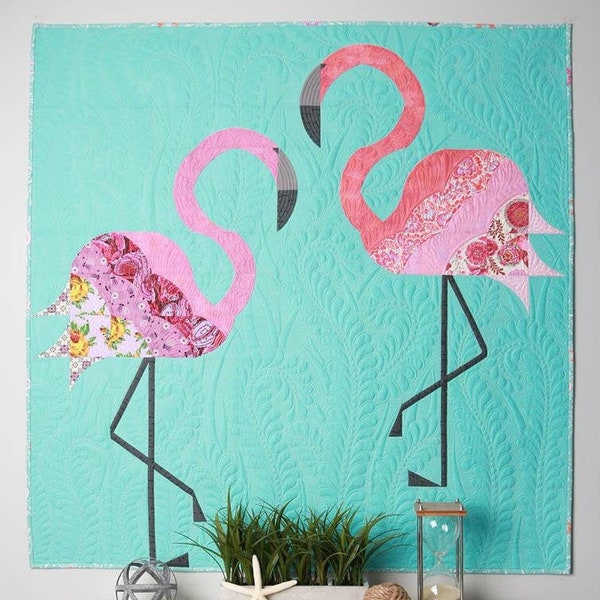 Mod Flamingos Quilt Pattern, Digital PDF Pattern, Sew Kind of Wonderful